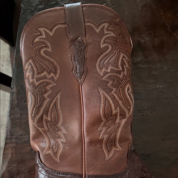 Women's Lucchese full Quill Ostrich Brown Western Boots - Picture 5 of 14